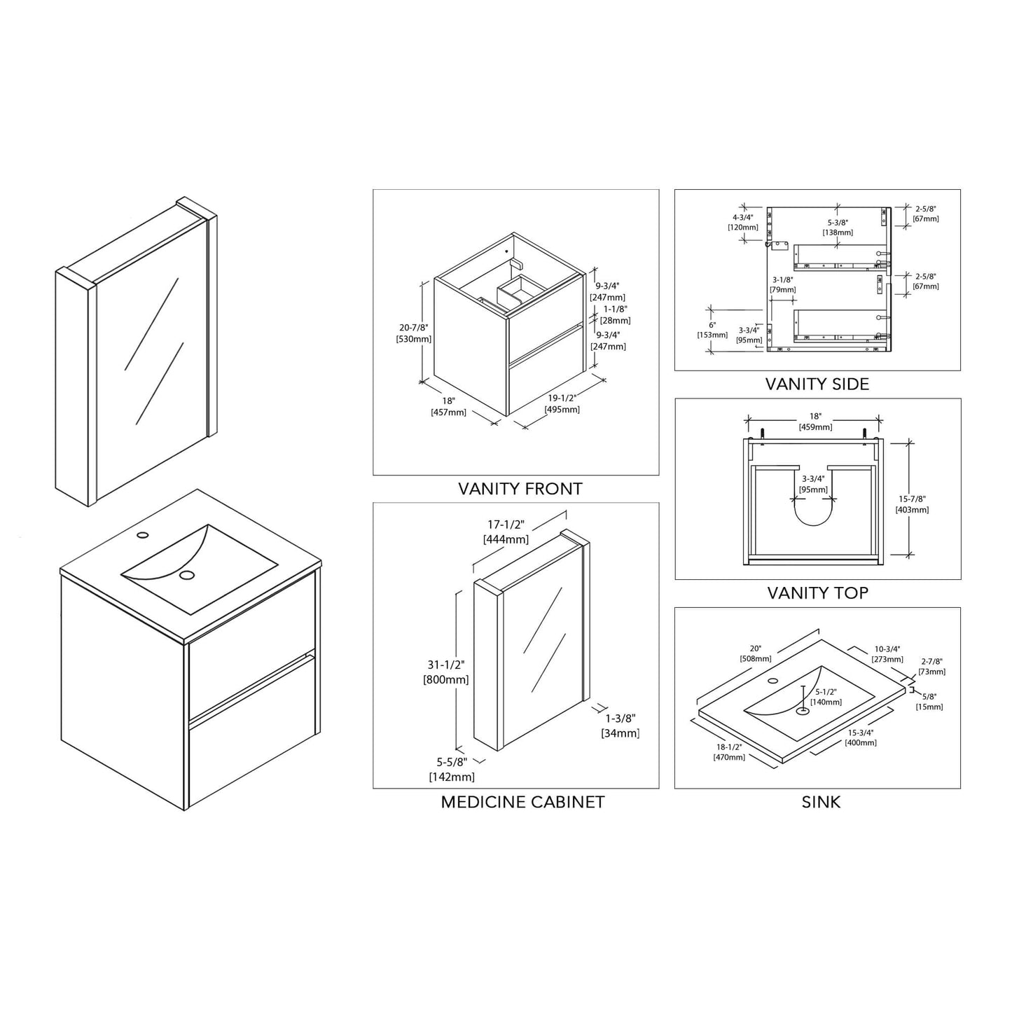 Blossom Valencia 20 Inch Bathroom Vanity - V8016 20 01