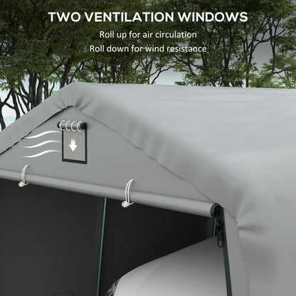 Outsunny 12' x 20' Portable Garage, Heavy Duty Carport, Ventilation Windows, Large Roll-up Door, Gray - 84C-451V00LG