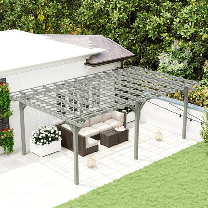 12' x 20' Wood Pergola with Sturdy Trellis for Climbing Plants, Gray