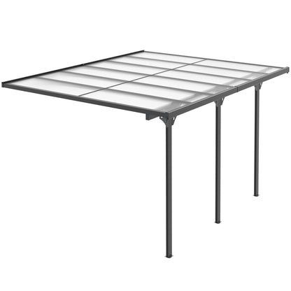 Outsunny 12' x 10' Polycarbonate Pergola, Transparent UV Blocking, Hardtop Gazebo, Aluminum, Gray - 84C-182V01LG