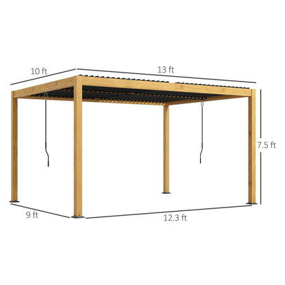 Outsunny 10' x 13' Aluminum Louvered Pergola with Adjustable Roof, Hardtop Gazebo for Outdoor Spaces, Gray - 84C-454V01ND