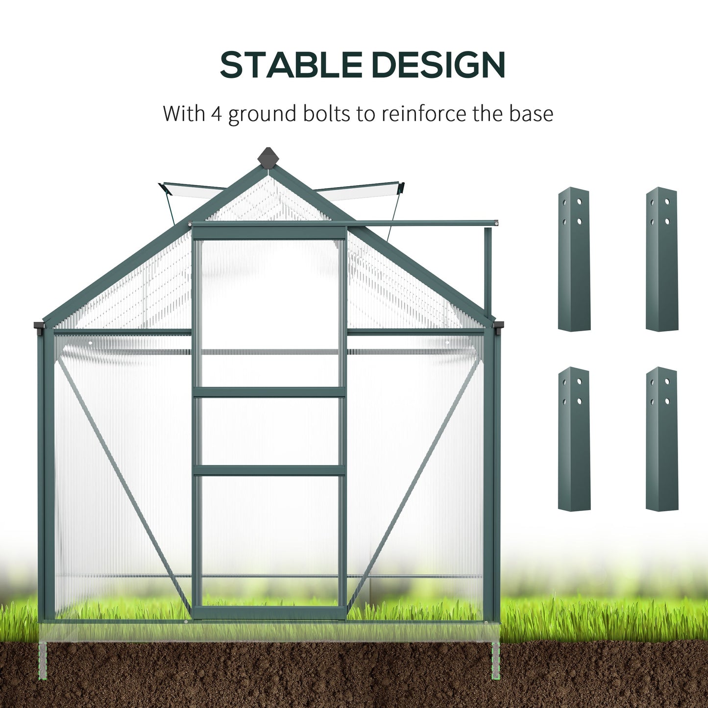 Outsunny BloomGreen 6' x 10' Greenhouse with Rain Gutter and Roof Vent Dark Green - 845-059V01