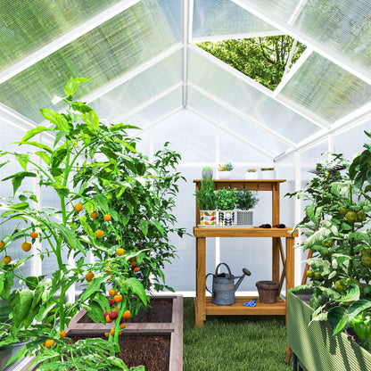Outsunny 10' x 6' Polycarbonate Greenhouse with Rain Gutter and Roof Vent, Aluminum Frame, Silver - 845-243V02
