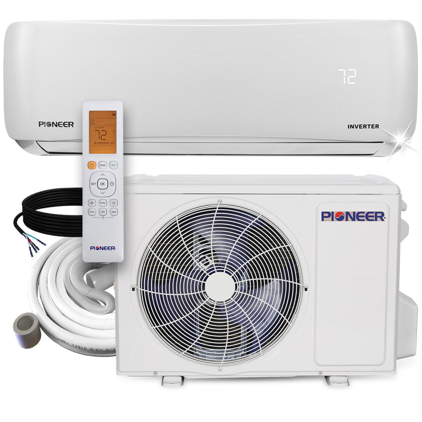 Pioneer EStar 12,000 BTU 23.1 SEER2 Ductless Mini-Split Inverter++ Energy-Star Air Conditioner Heat Pump System Full Set 230V - WYS012GMFI22RL-10